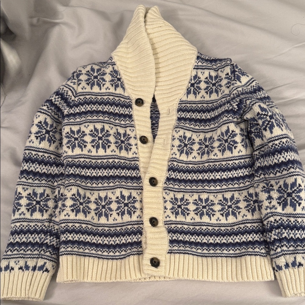 Janie and Jack Cream and Blue Cardigan